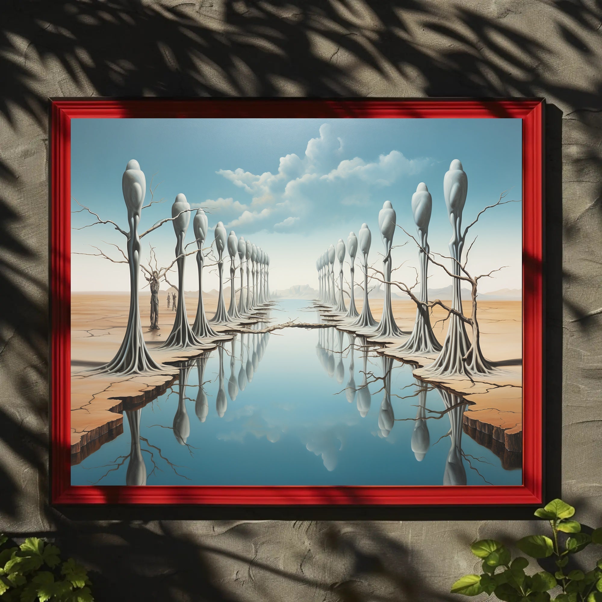 Surreal Dreamscape with Human-Tree Figures Artistic Poster