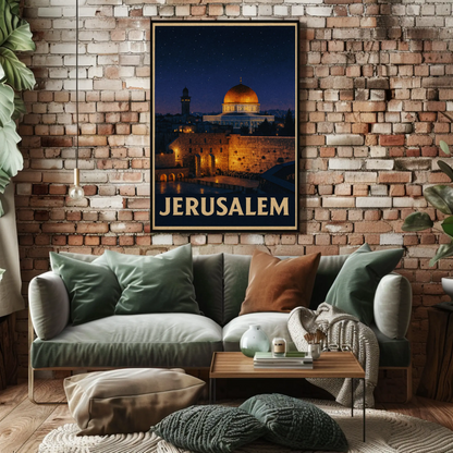 Jerusalem Dome Western Wall Night Sky Poster Poster
