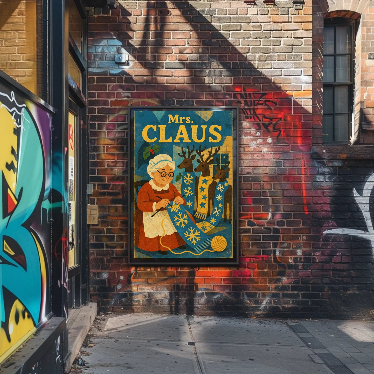 Mrs. Claus And Her Reindeer Poster