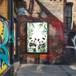 Enchanting Pandas in Bamboo Animal Poster