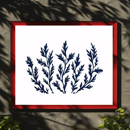 Abstract Botanical Minimalist Poster: Blue Foliage Design