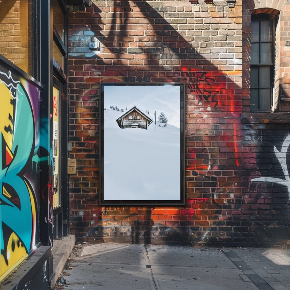 Rustic Cabin in Snowy Mountains National Park Poster