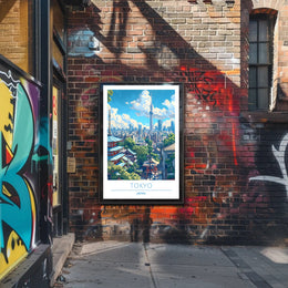 Tokyo's Dynamic Skyline in Vibrant Urban Cityscape Poster