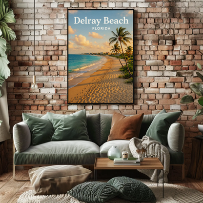 Delray Beach Florida Oceanfront Sand Sunset Travel Poster