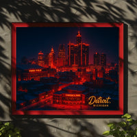 Detroit Skyline at Night Poster