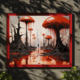 Surreal Mushroom World in Fantasy or Mythology Poster
