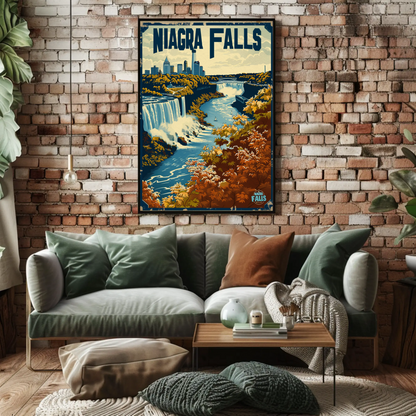 Niagara Falls Autumn Waterfall Travel Poster