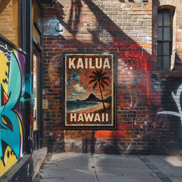 Kailua Hawaii Beach Art Deco Nostalgic Poster