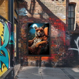 Lush Tropical Tiger Sitting Sunglasses Animal Poster