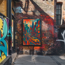 New York City Skyline Vibrant Poster Abstract Wall Art