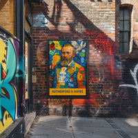 Colorful Bearded Man Portrait with Musical Elements Poster