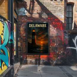 Delaware Lighthouse At Sunset Poster