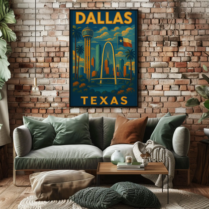 Dallas Texas Skyline Bridge Travel Poster