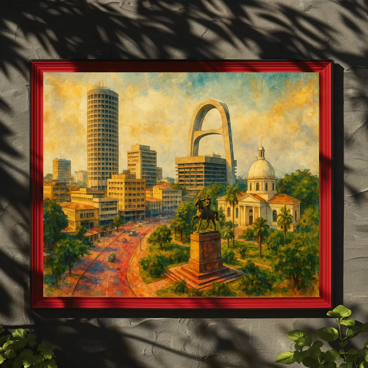Urban Landscape with Monument Poster