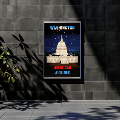 Washington White House Airline Vintage Travel Poster