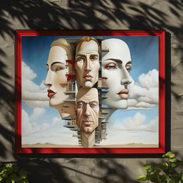 Surreal Faces Architecture Futuristic Sci-Fi Poster