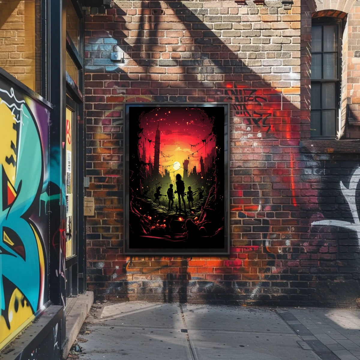 Dystopian Sunset: Rebellion in Ruins Futuristic Sci-Fi Poster