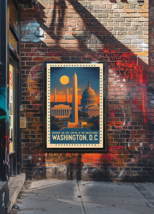Washington D.C. Landmarks Vintage Travel Poster
