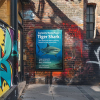 Curiosity Meets Power Tiger Shark Poster PosterGoat