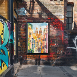 Vibrant Streets of the Old Town Poster PosterGoat