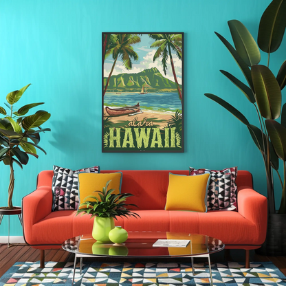 Aloha Hawaii Beach Vintage Poster