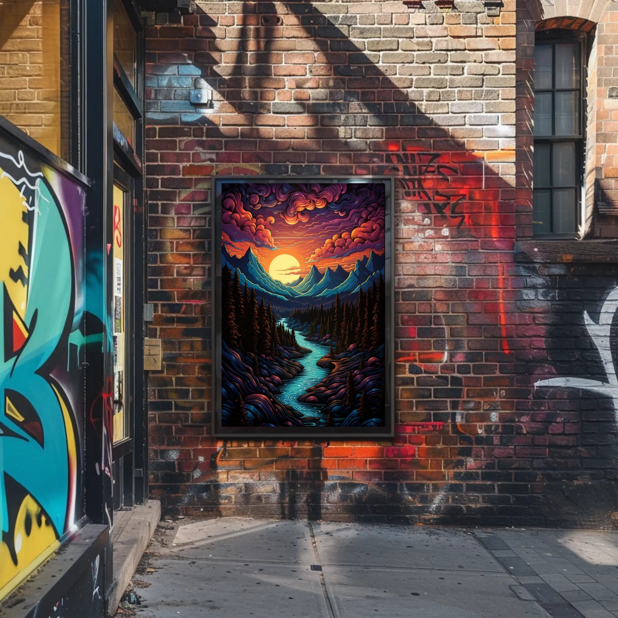 Majestic Mountain Sunset Poster PosterGoat