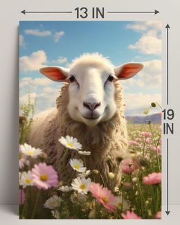 Serene Sheep In Bloom Poster PosterGoat