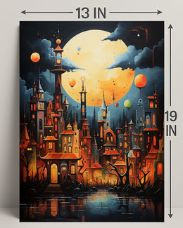 Enchanted Moonlit Cityscape Poster
