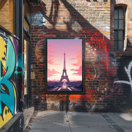 Parisian Sunset Serenity: Modern Travel Poster