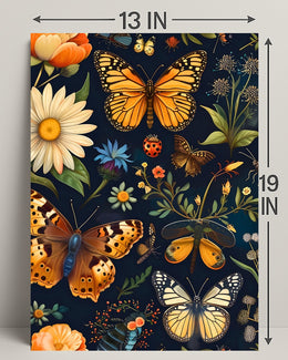 Colorful Nature Art: Butterfly and Flower Animal Poster