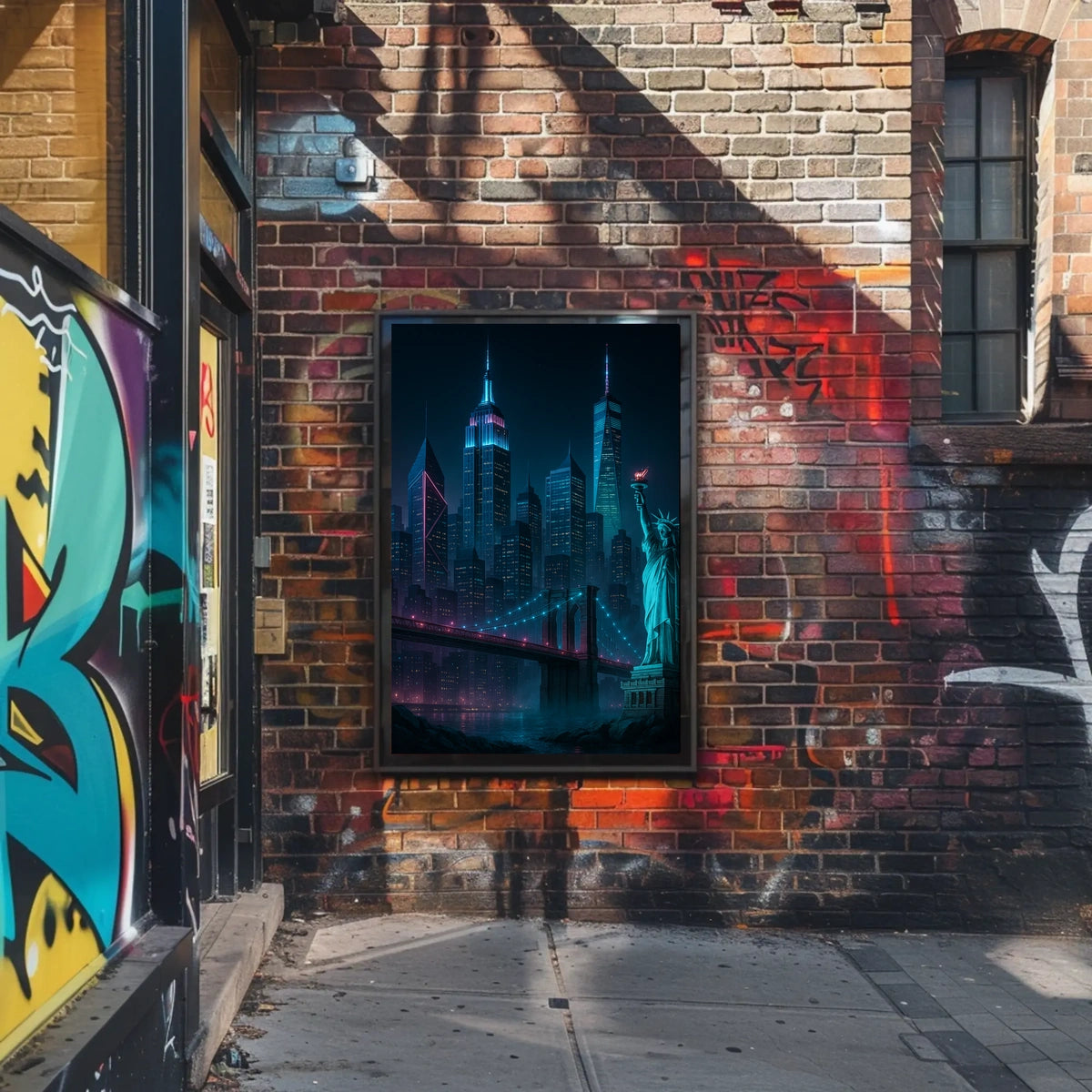 Futuristic New York Cityscape Poster Modern Wall Art