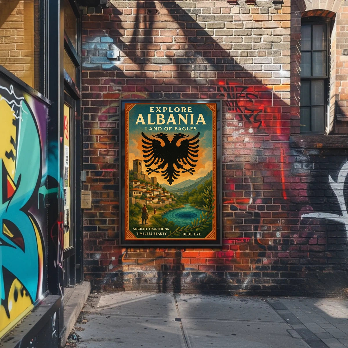 Albania Scenic Landscape Vintage Architecture Traditions Poster