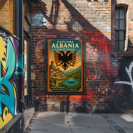 Albania Scenic Landscape Vintage Architecture Traditions Poster
