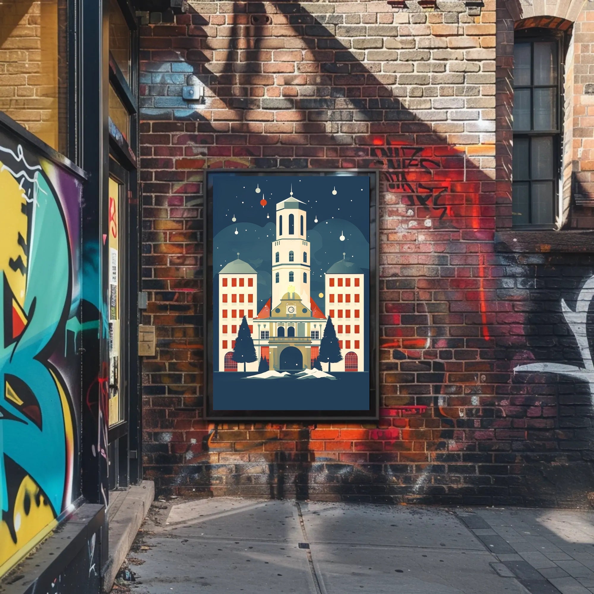 Winter Night at the Clock Tower Poster