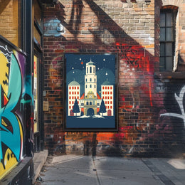 Winter Night at the Clock Tower Poster