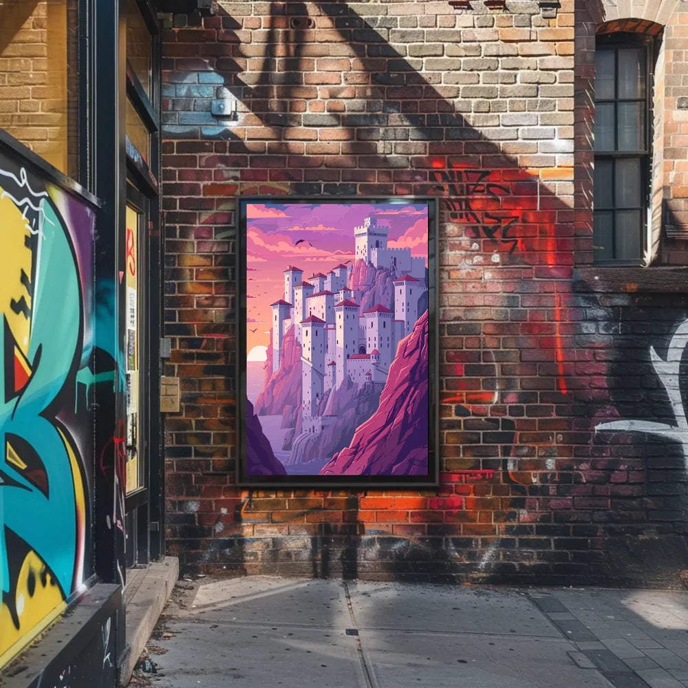 Mystical Castle on Cliffside Fantasy Poster