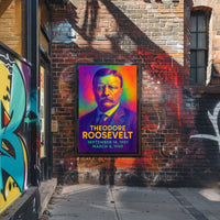 Theodore Roosevelt 26th President of the United States Neon Gradient Overlay Poster