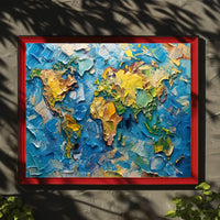 Textured Impressionistic World Map Palette Knife Poster