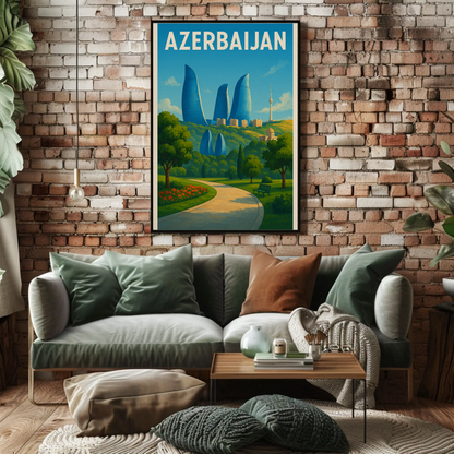 Majestic Azerbaijan Cityscape, Landmarks and Culture Travel Poster