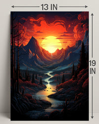 Radiant Mountain Sunset Poster