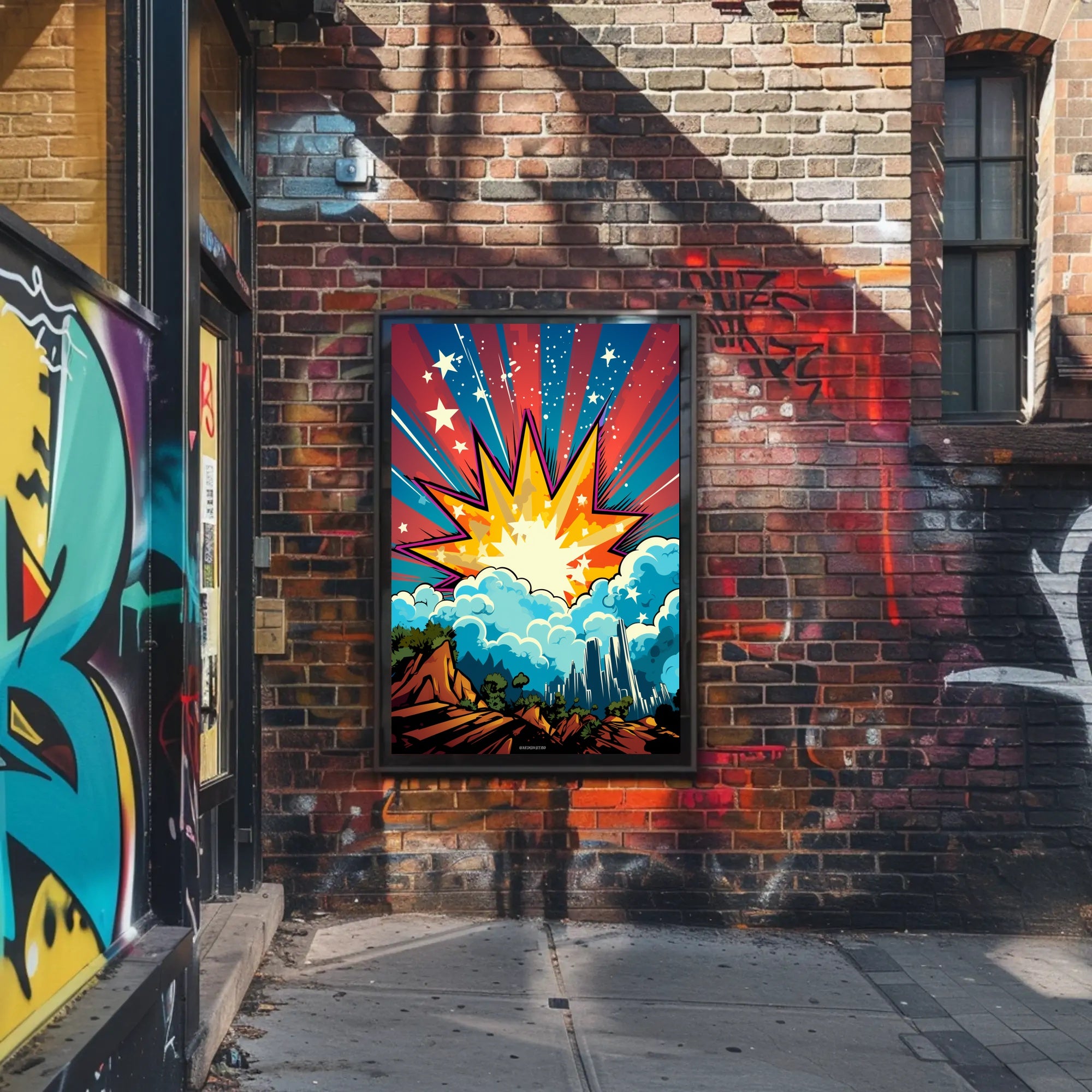 Cosmic Explosion Over Cityscape Poster