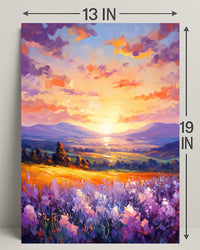 Vibrant Sunset Over Fields Poster