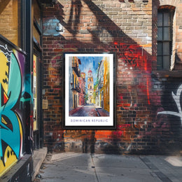 Vibrant Dominican Republic Street Scene Urban or Cityscape Poster PosterGoat