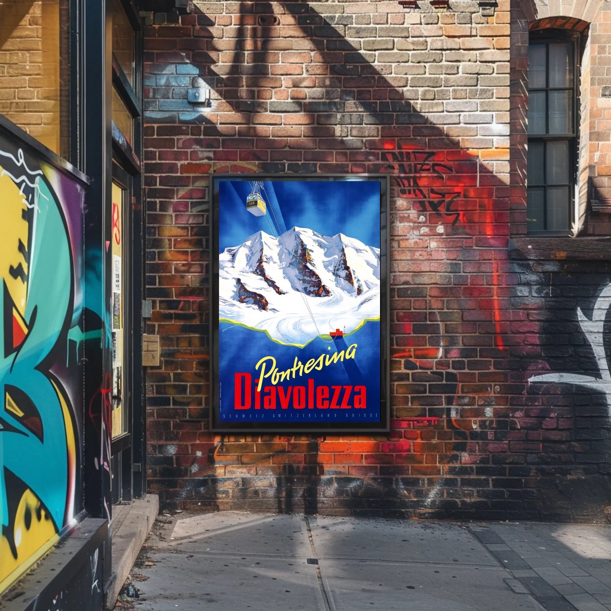 Pontresina Diavolezza Vintage Travel Adventure Poster PosterGoat