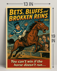 Dramatic Horse Race Scene Mid-Century Sports Poster