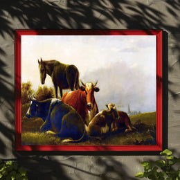 Pastoral Countryside Scene with Farm Animals - Animal Poster