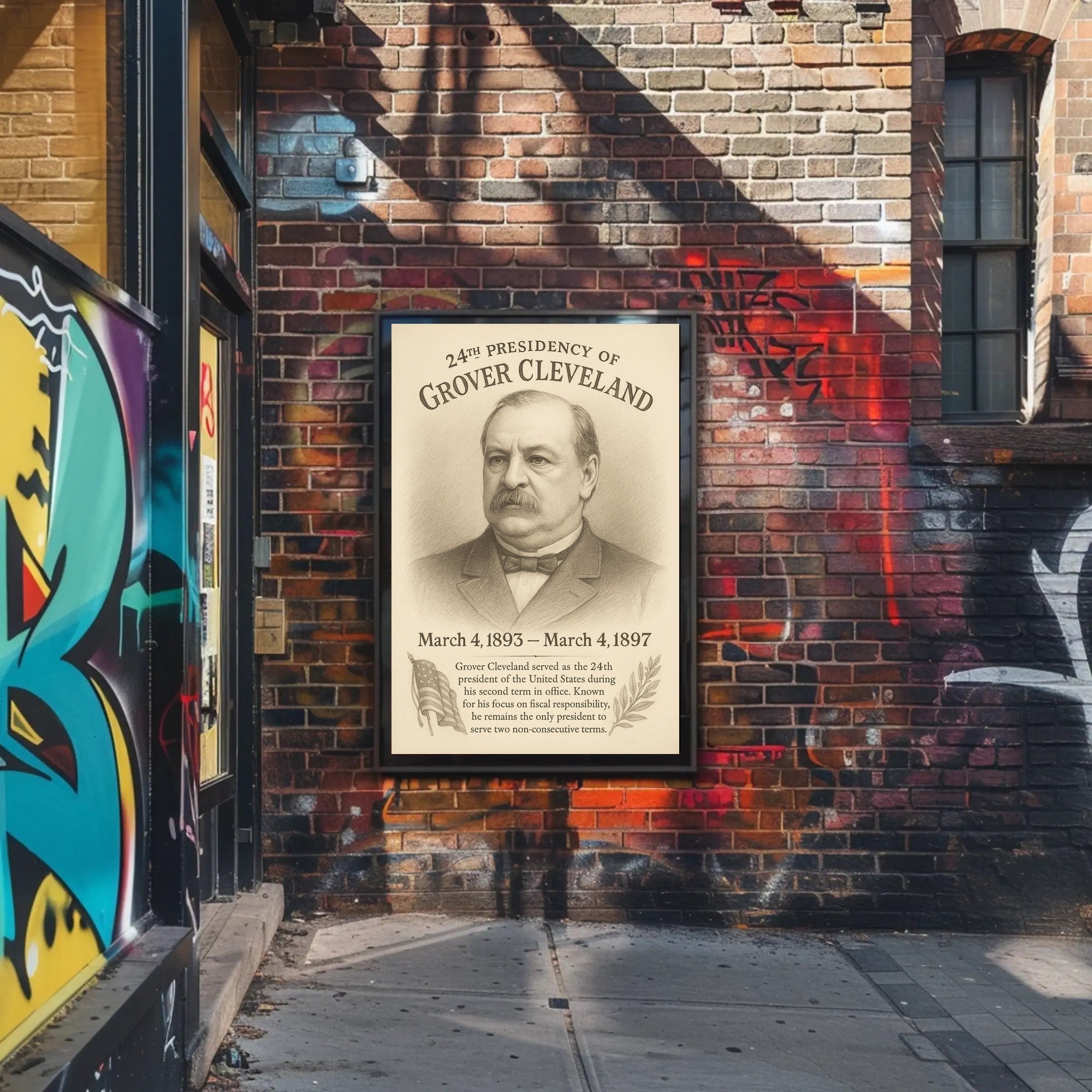 Grover Cleveland 24th President Sketch Poster Art Print PosterGoat