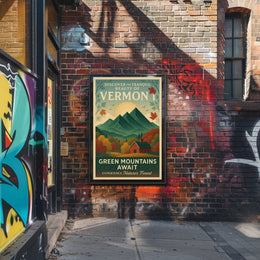 Green Mountains Await Vintage Poster Print