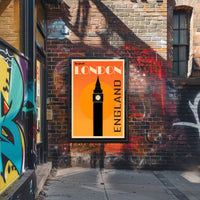 Big Ben Silhouette Image with Scenic UK Travel Poster
