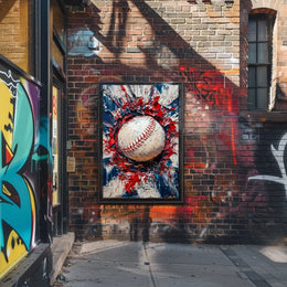 Baseball Themed Abstract Art For Sports Decor Poster